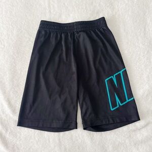 NIKE Boys Black Athletic Shorts with Teal Design